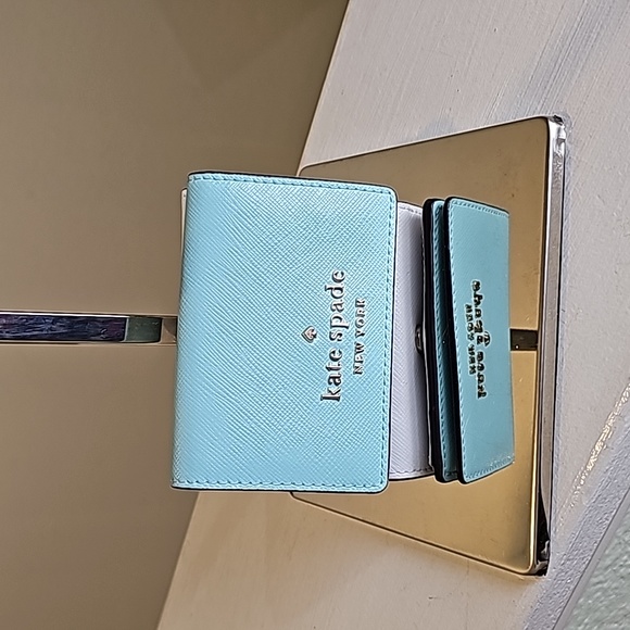 kate spade Handbags - Kate Spade Staci Trifold Mini Wallet Seafoam Green White NWOT